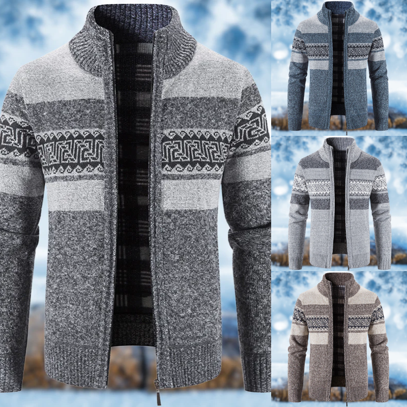 Warmer Herrenpullover mit Reißverschluss in klassischem Design