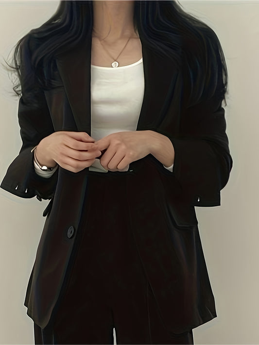 Einfarbige Blazer mit Reverskragen und Einreiher
