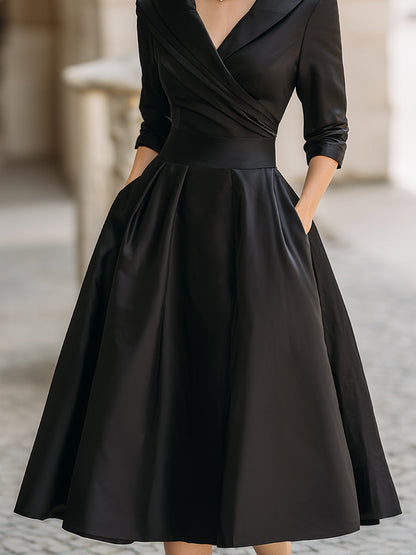 Elegantes Langarmkleid mit Schalkragen für Damen | Seraphine