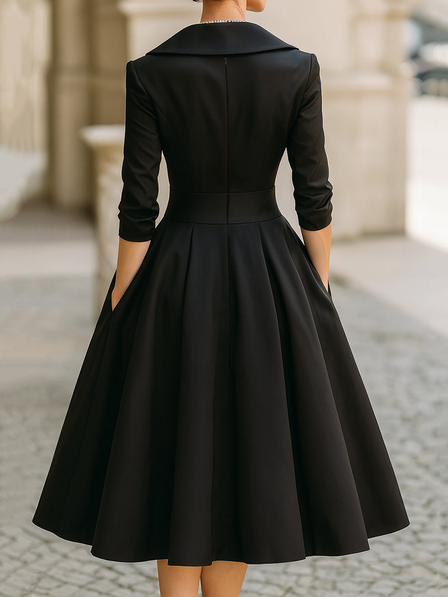 Elegantes Langarmkleid mit Schalkragen für Damen | Seraphine