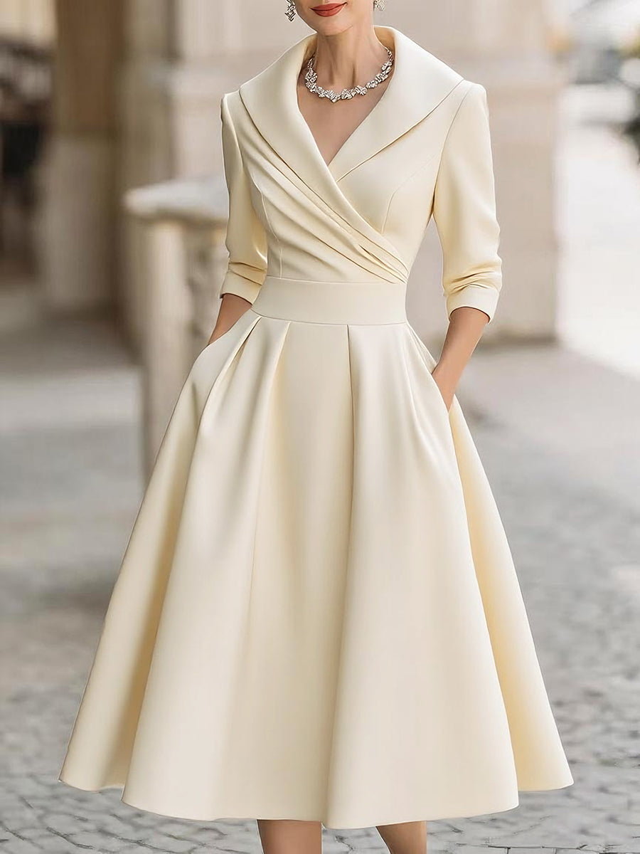Elegantes Langarmkleid mit Schalkragen für Damen | Seraphine