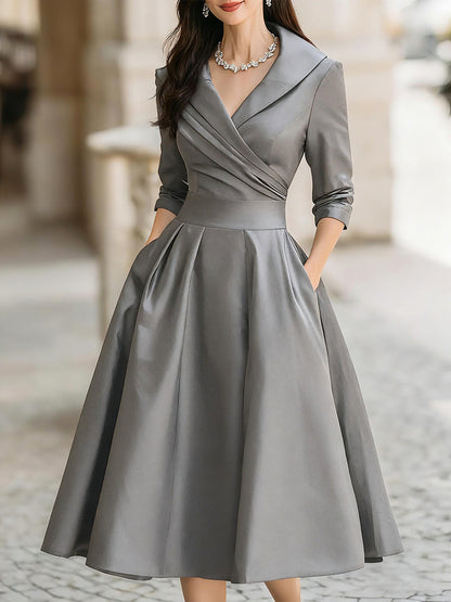 Elegantes Langarmkleid mit Schalkragen für Damen | Seraphine