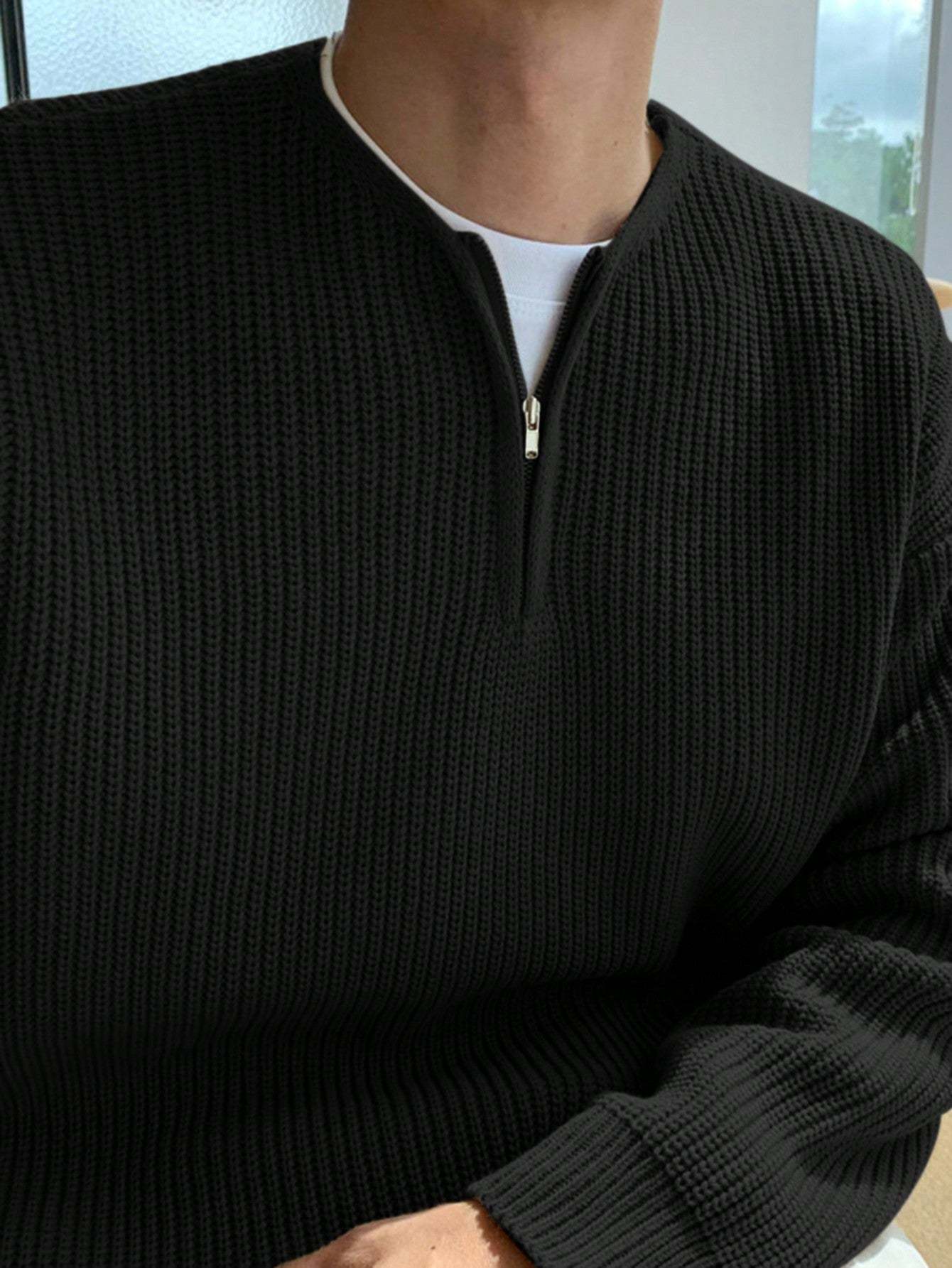 Herren Locker Geschnittener Strickpullover mit Streifenmuster