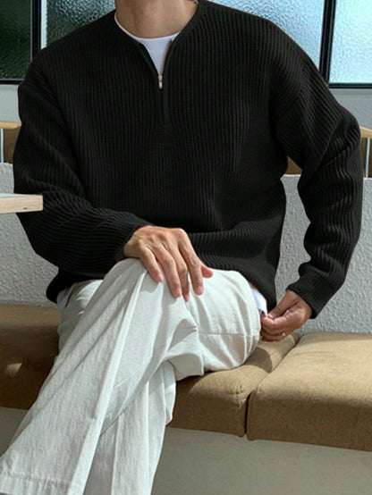 Herren Locker Geschnittener Strickpullover mit Streifenmuster