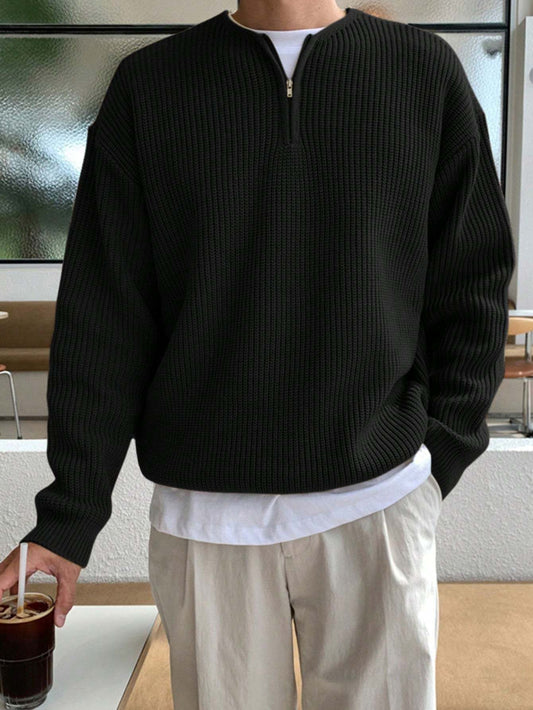 Herren Locker Geschnittener Strickpullover mit Streifenmuster