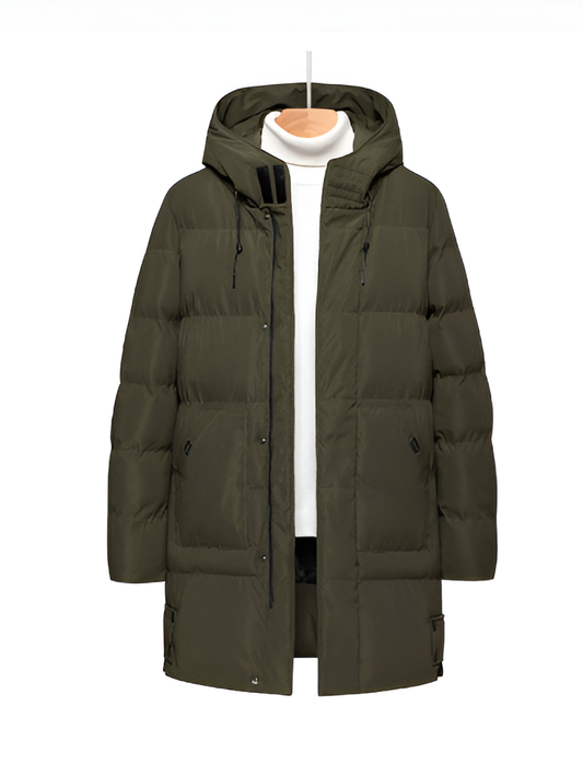 Herren elegante Winterjacke mit Kapuze | Langer