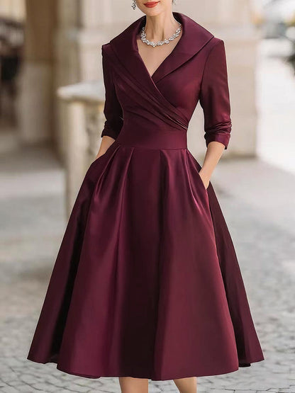 Elegantes Langarmkleid mit Schalkragen für Damen | Seraphine