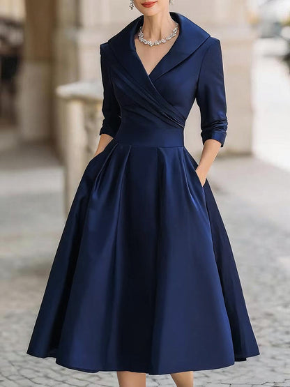 Elegantes Langarmkleid mit Schalkragen für Damen | Seraphine