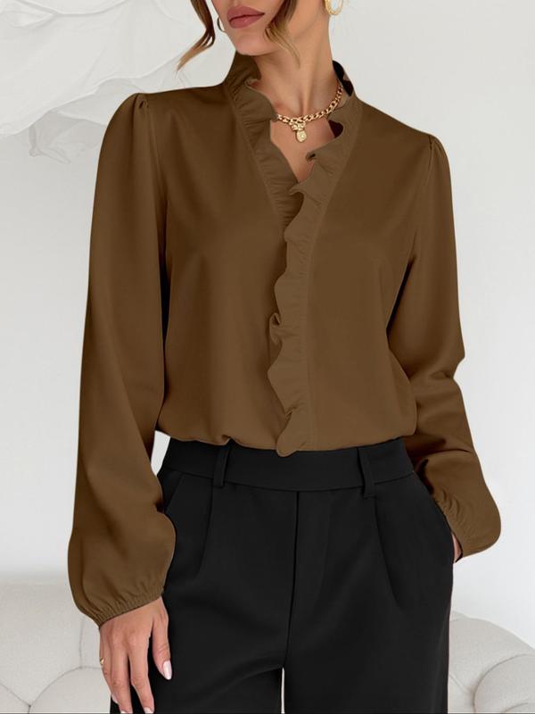 Elegante Bluse mit V-Ausschnitt und Rüschen für Damen | Alévia