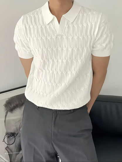 Gestricktes Herren- Polohemd mit geometrischem Muster