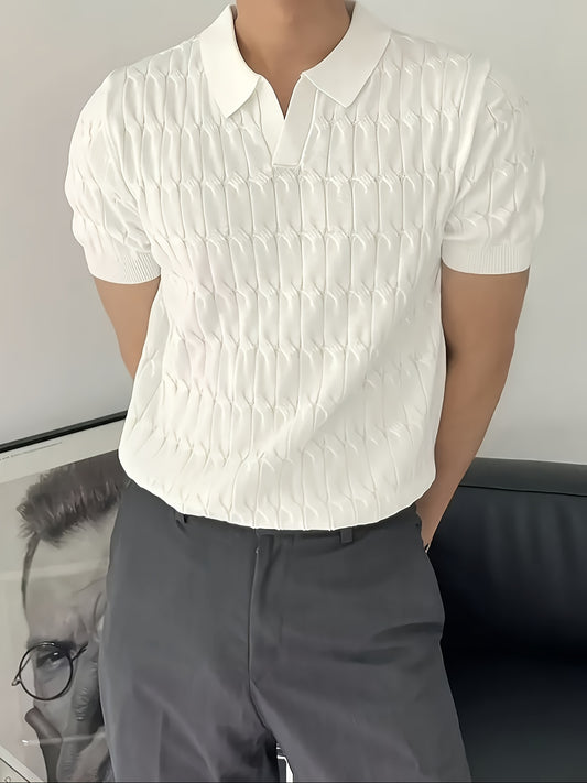 Gestricktes Herren- Polohemd mit geometrischem Muster