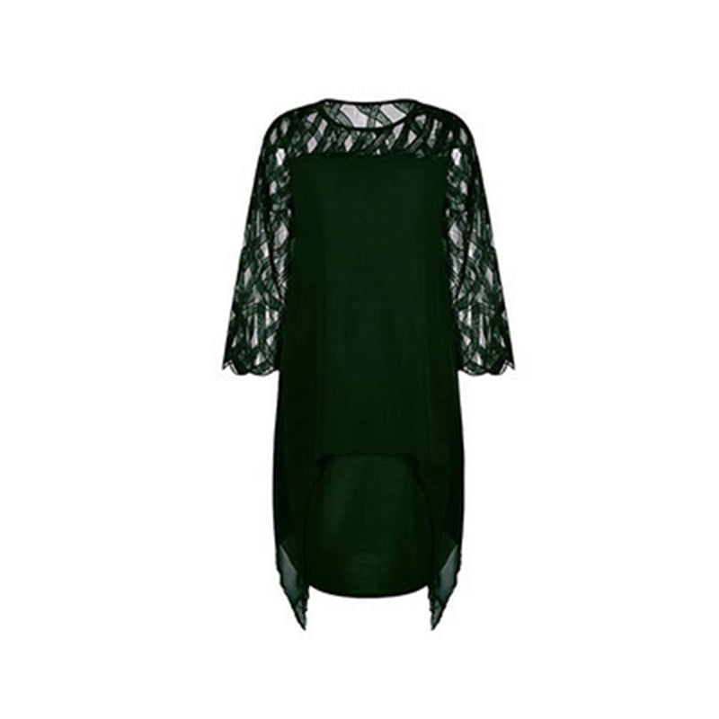 Asymmetrisches Midikleid mit transparenten Ärmeln für Damen | Calyssa