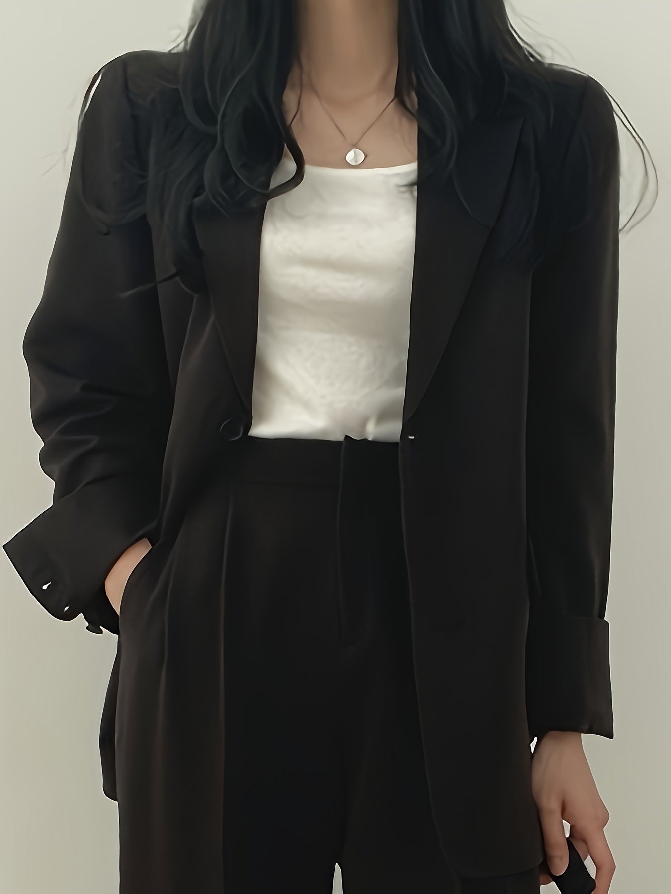Einfarbige Blazer mit Reverskragen und Einreiher
