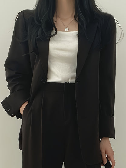 Einfarbige Blazer mit Reverskragen und Einreiher