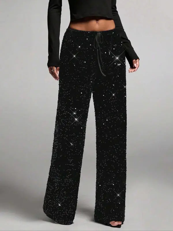 Elegante Hose mit Pailletten und elastischem Bund für Damen | Soléna