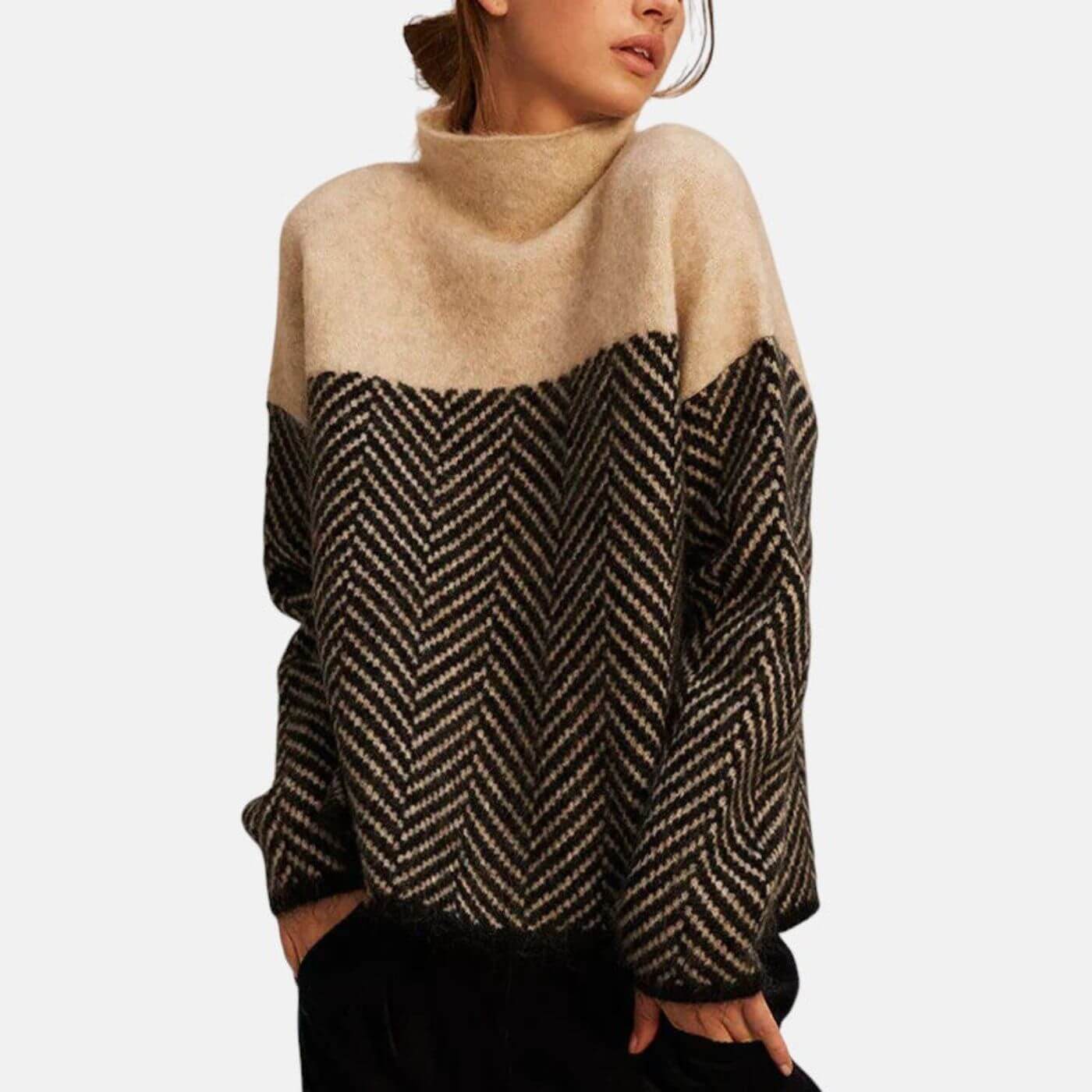 Strickpullover mit Fischgrätenmuster für Damen | Elara