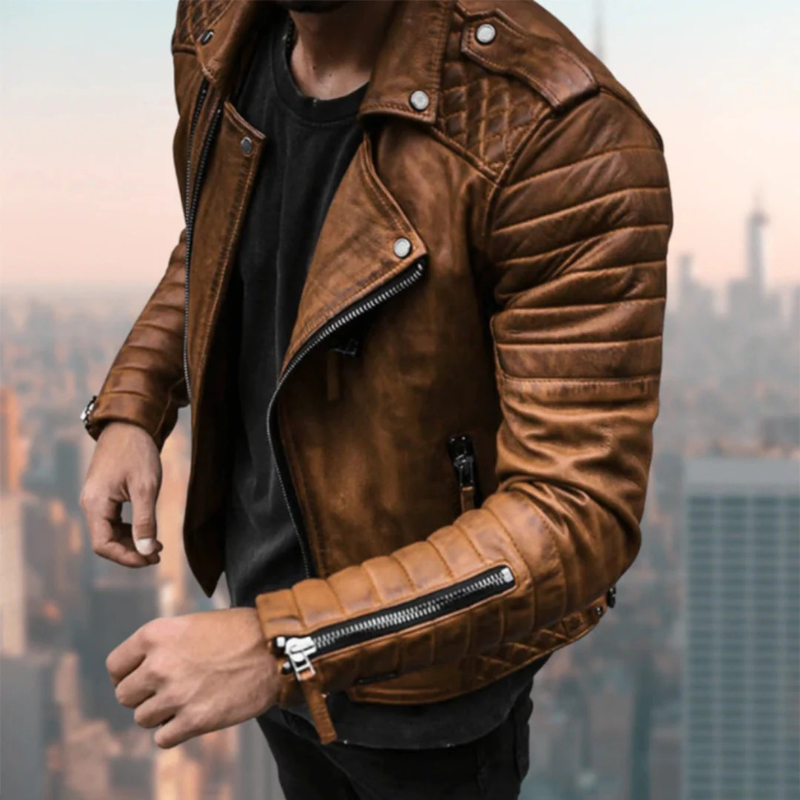 Herren moderne Bikerjacke mit markantem Design für Alltag und Freizeit