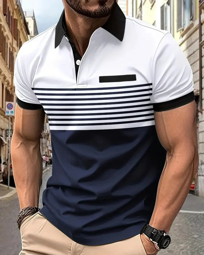 Herren Poloshirt mit Streifen in lässigem Schnitt für Alltag und Freizeit
