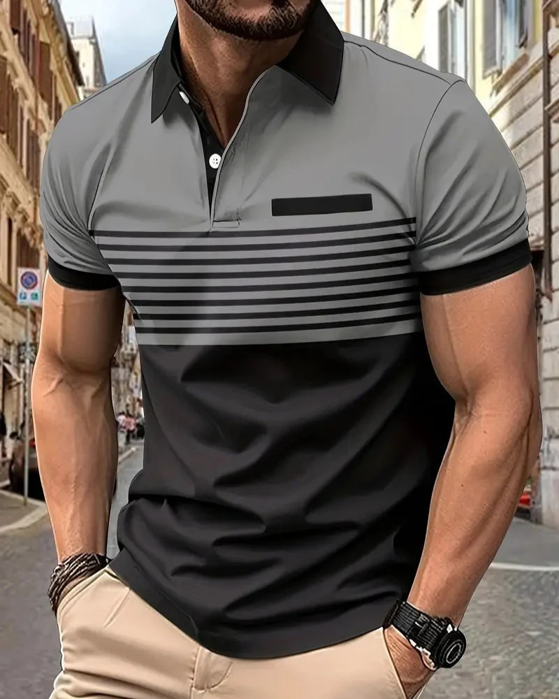 Herren Poloshirt mit Streifen in lässigem Schnitt für Alltag und Freizeit