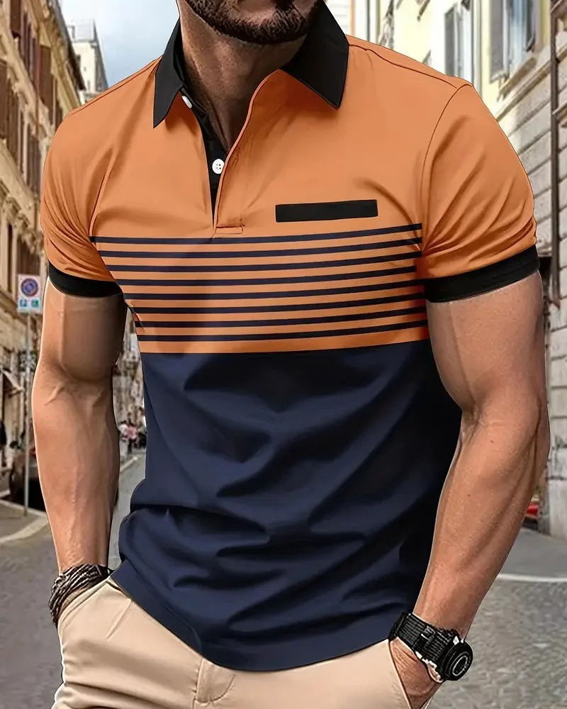 Herren Poloshirt mit Streifen in lässigem Schnitt für Alltag und Freizeit