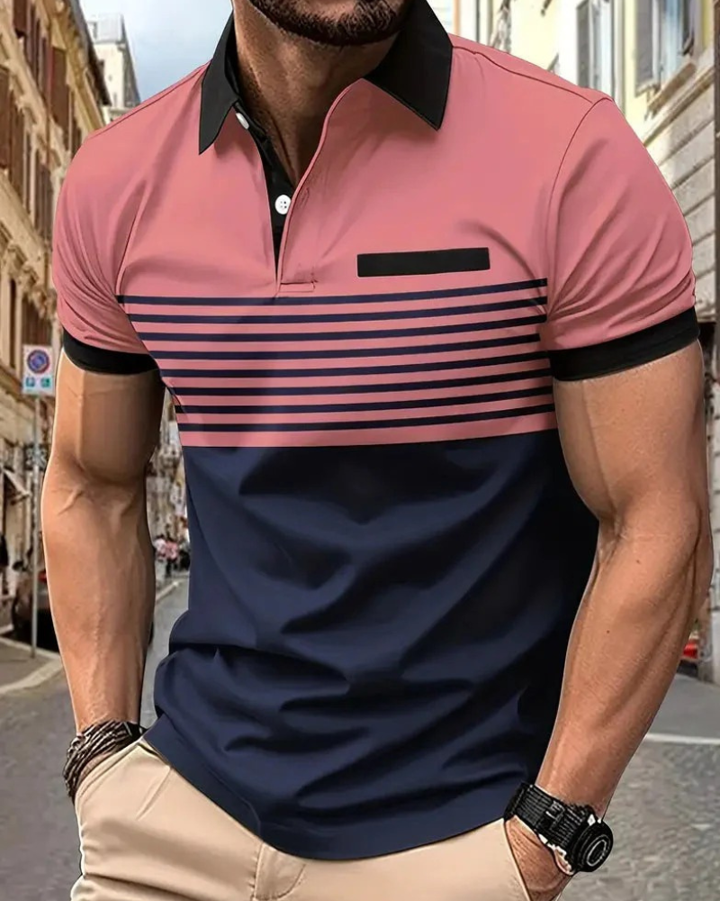 Herren Poloshirt mit Streifen in lässigem Schnitt für Alltag und Freizeit
