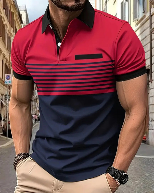Herren Poloshirt mit Streifen in lässigem Schnitt für Alltag und Freizeit