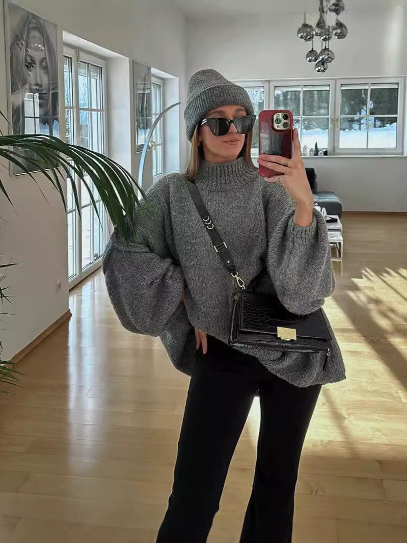 Langarm-Tunika-Pullover mit Batwing-Halsausschnitt für Damen | Selina