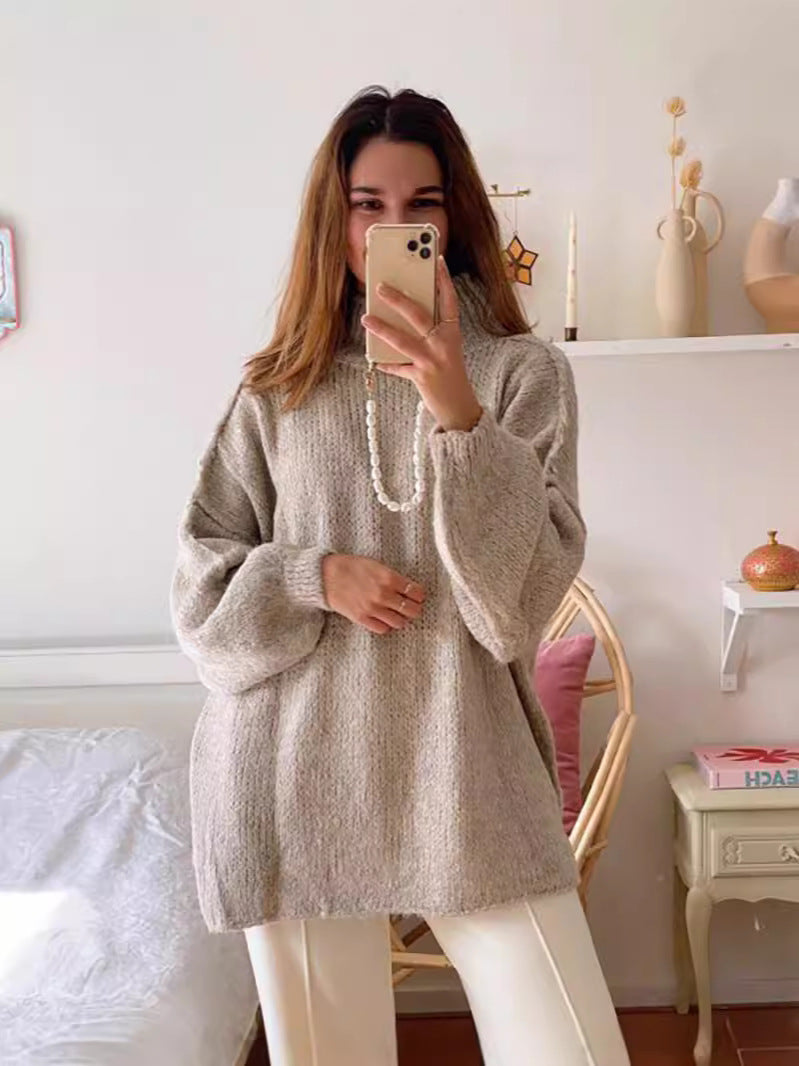 Langarm-Tunika-Pullover mit Batwing-Halsausschnitt für Damen | Selina