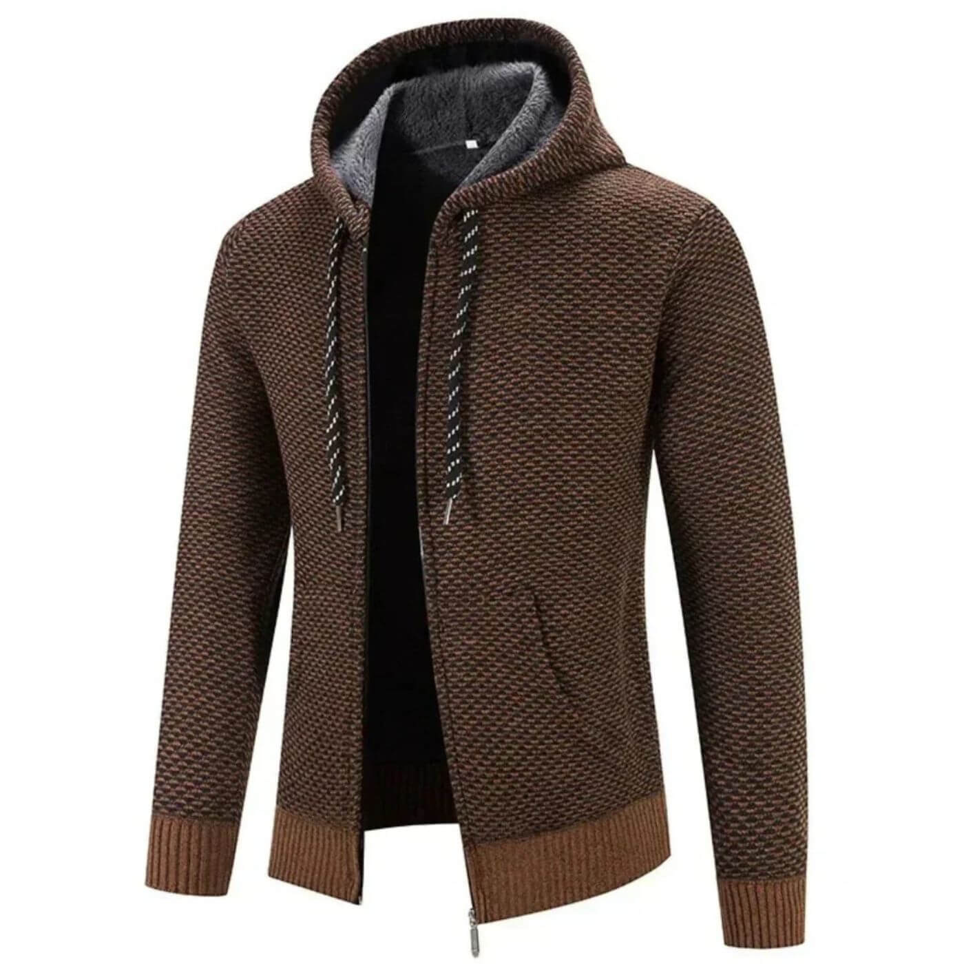 Warme Herrenjacke mit Kapuze und Strukturdesign | Vincaro
