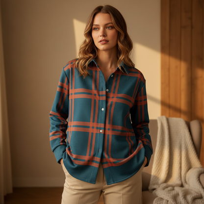 Karomuster-Overshirt mit Knopfleiste für Damen | Elowen