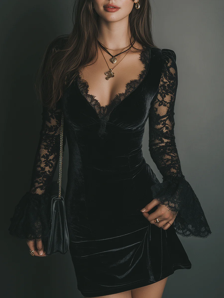 Elegantes Mini-Kleid mit Spitzendetails für Damen | Mireya
