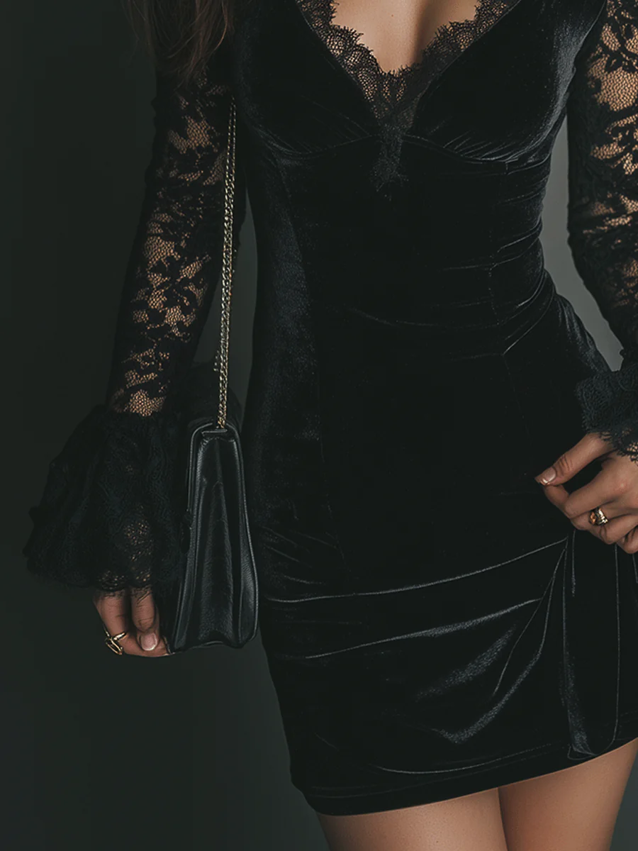 Elegantes Mini-Kleid mit Spitzendetails für Damen | Mireya