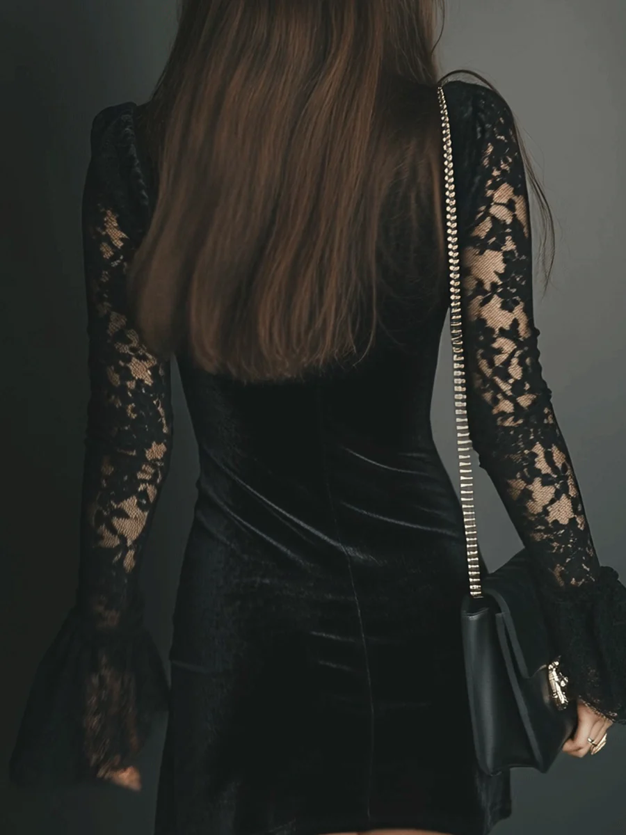 Elegantes Mini-Kleid mit Spitzendetails für Damen | Mireya