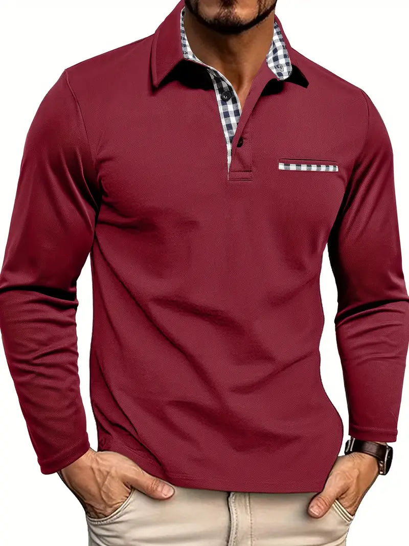 Herren Langarm-Poloshirt mit Kontrastdetails | Jaron