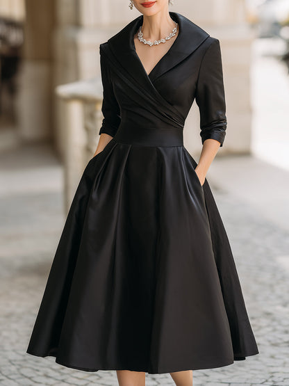Elegantes Langarmkleid mit Schalkragen für Damen | Seraphine