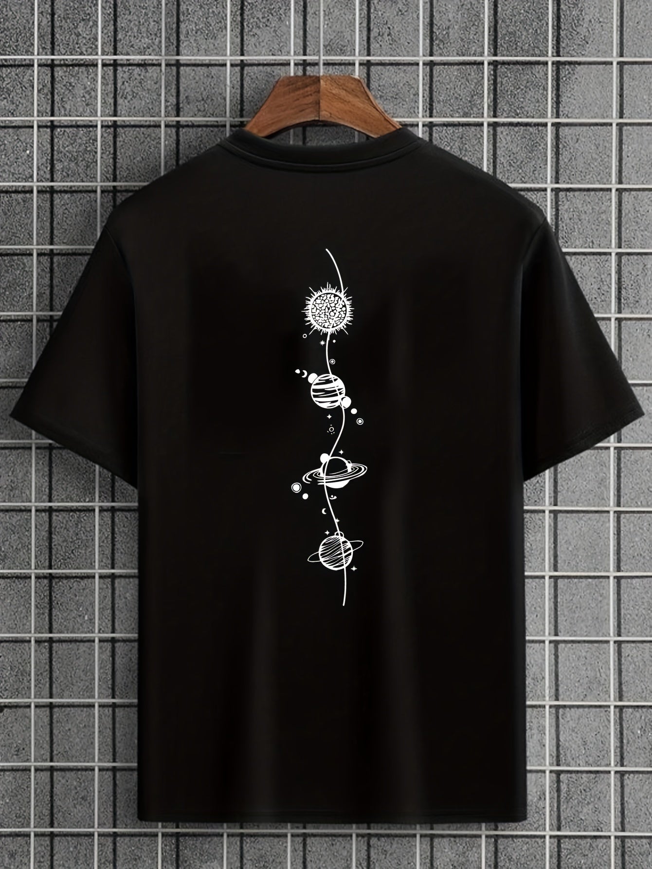 Herren Hemd mit Planetendruck, Grafikdesign und Rundhalsausschnitt