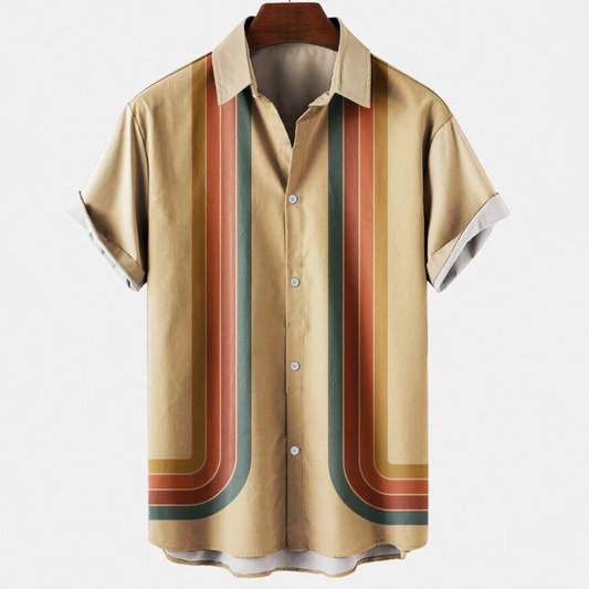 Bedrucktes Vintage-Sommerhemd für Herren mit Retro-Muster – ideal für warme Tage und Freizeit