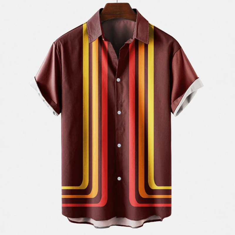 Bedrucktes Vintage-Sommerhemd für Herren mit Retro-Muster – ideal für warme Tage und Freizeit