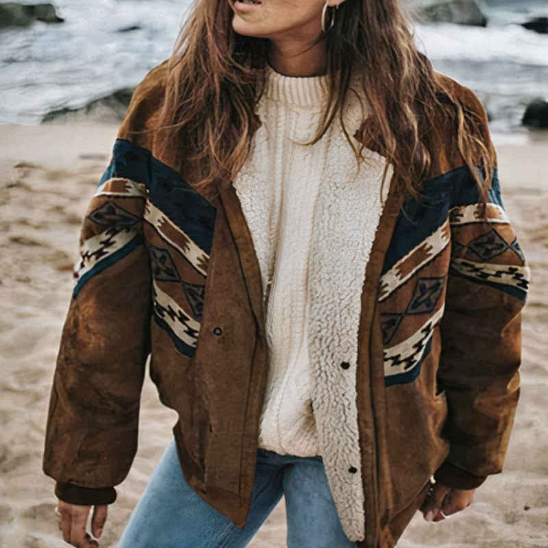 Braune Vintage-Jacke für Damen im zeitlosen Retro-Stil