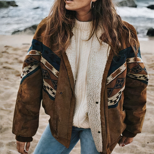 Braune Vintage-Jacke für Damen im zeitlosen Retro-Stil
