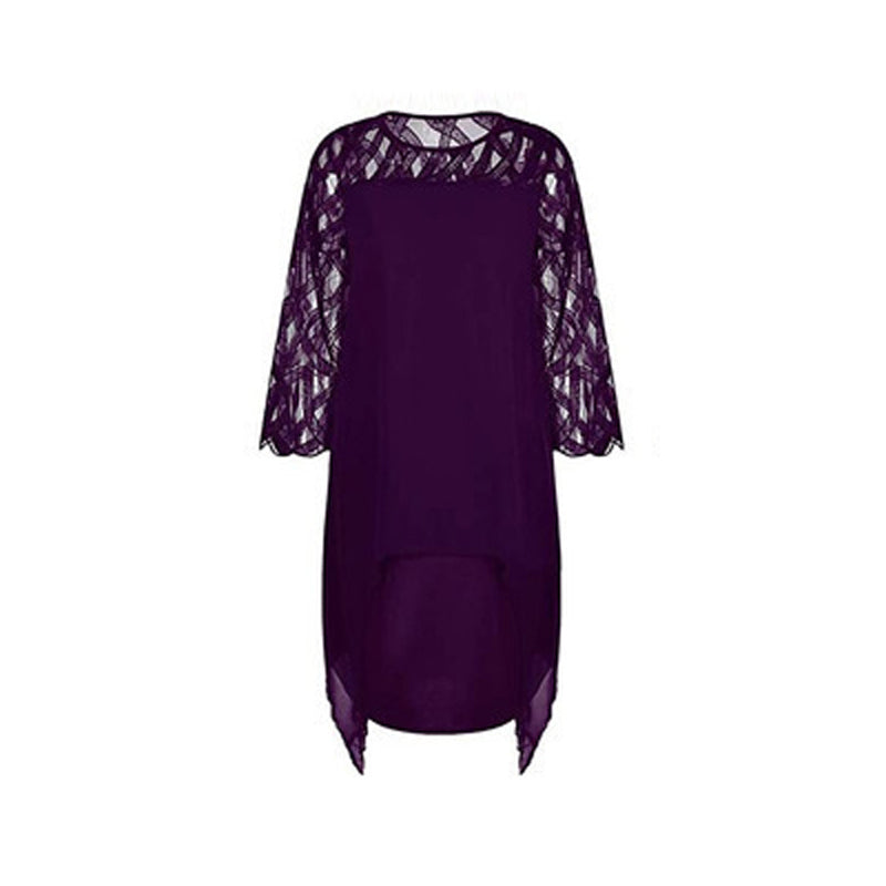 Asymmetrisches Midikleid mit transparenten Ärmeln für Damen | Calyssa