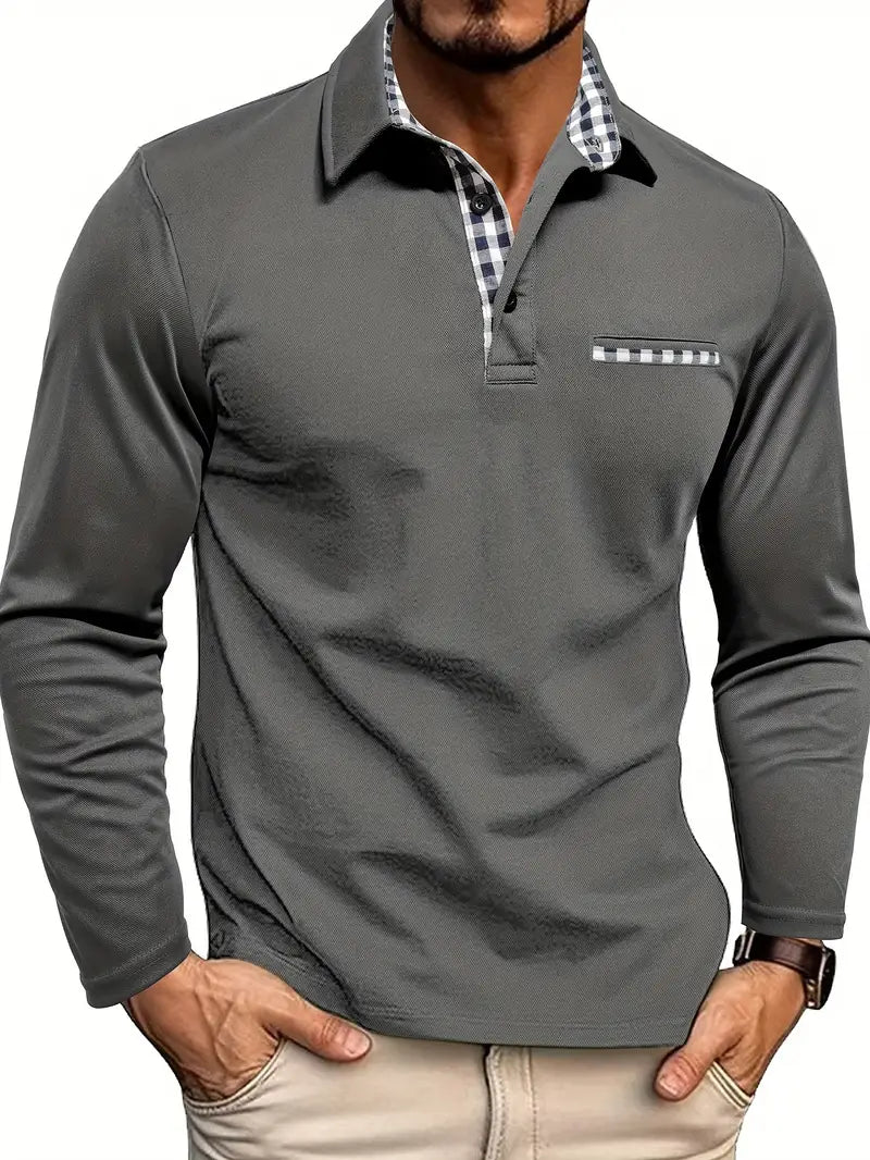 Herren Langarm-Poloshirt mit Kontrastdetails | Jaron
