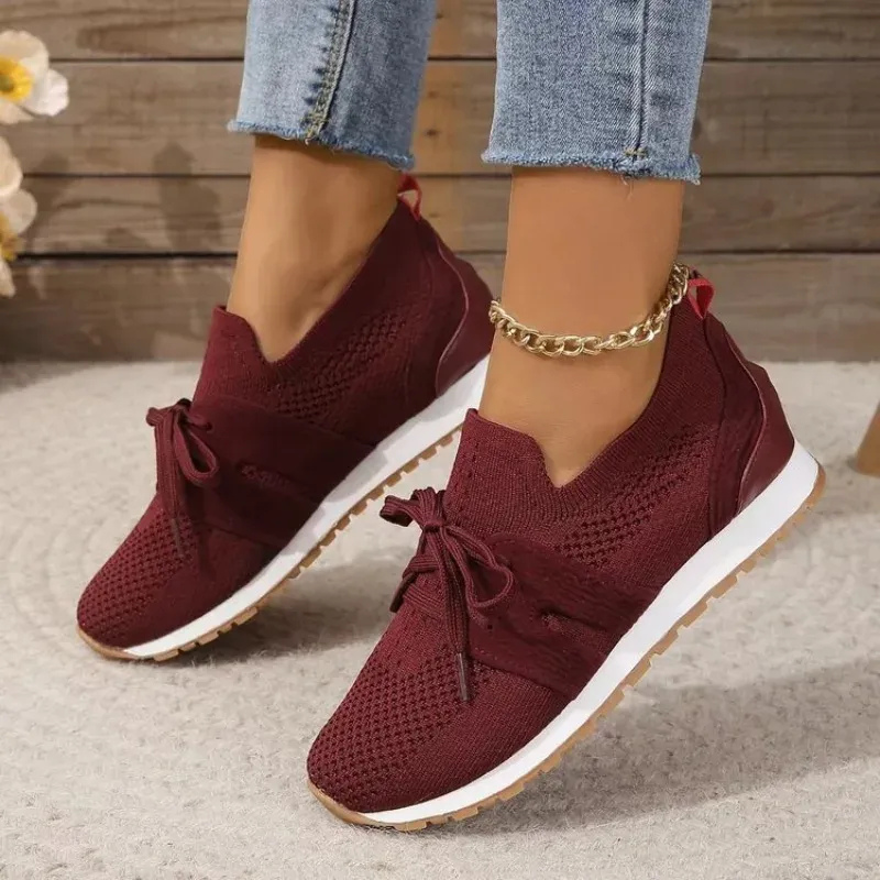 Damen atmungsaktive Mesh-Schnürschuhe mit leichter Sohle und sportlichem Design
