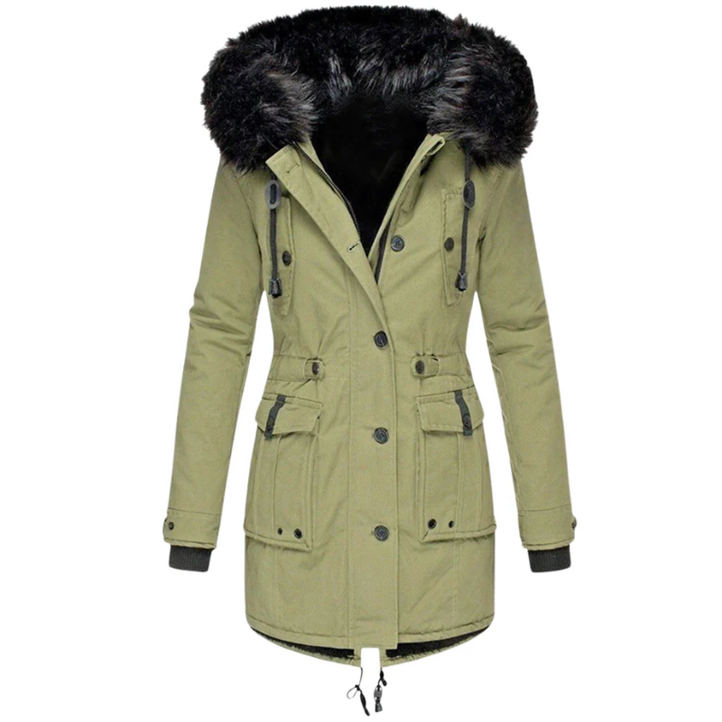 Damen bequeme Plüsch-Winterjacke für Wärme und Komfort