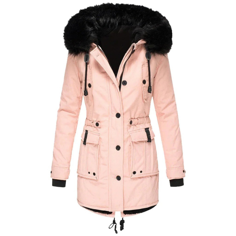 Damen bequeme Plüsch-Winterjacke für Wärme und Komfort
