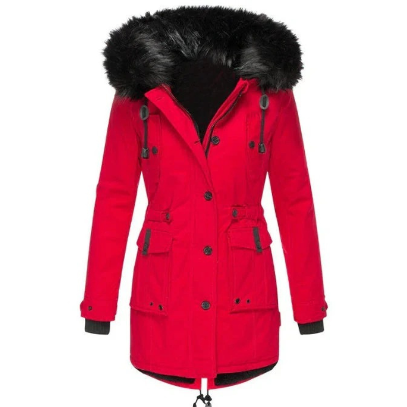 Damen bequeme Plüsch-Winterjacke für Wärme und Komfort