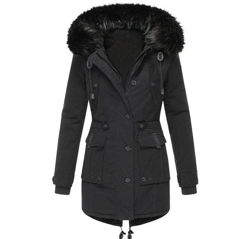 Damen bequeme Plüsch-Winterjacke für Wärme und Komfort