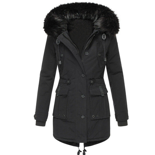 Damen bequeme Plüsch-Winterjacke für Wärme und Komfort