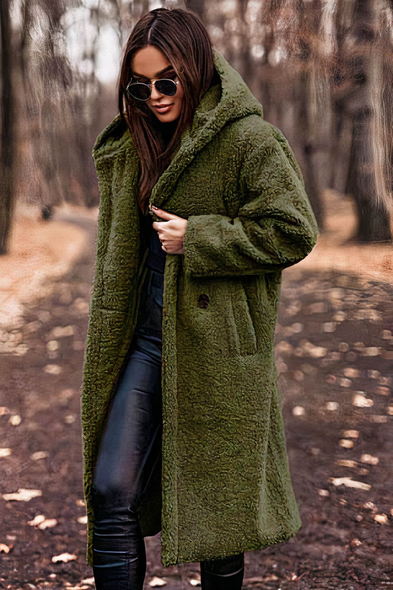  Damen bequemer Mantel mit Kapuze in modernem Design für den Alltag