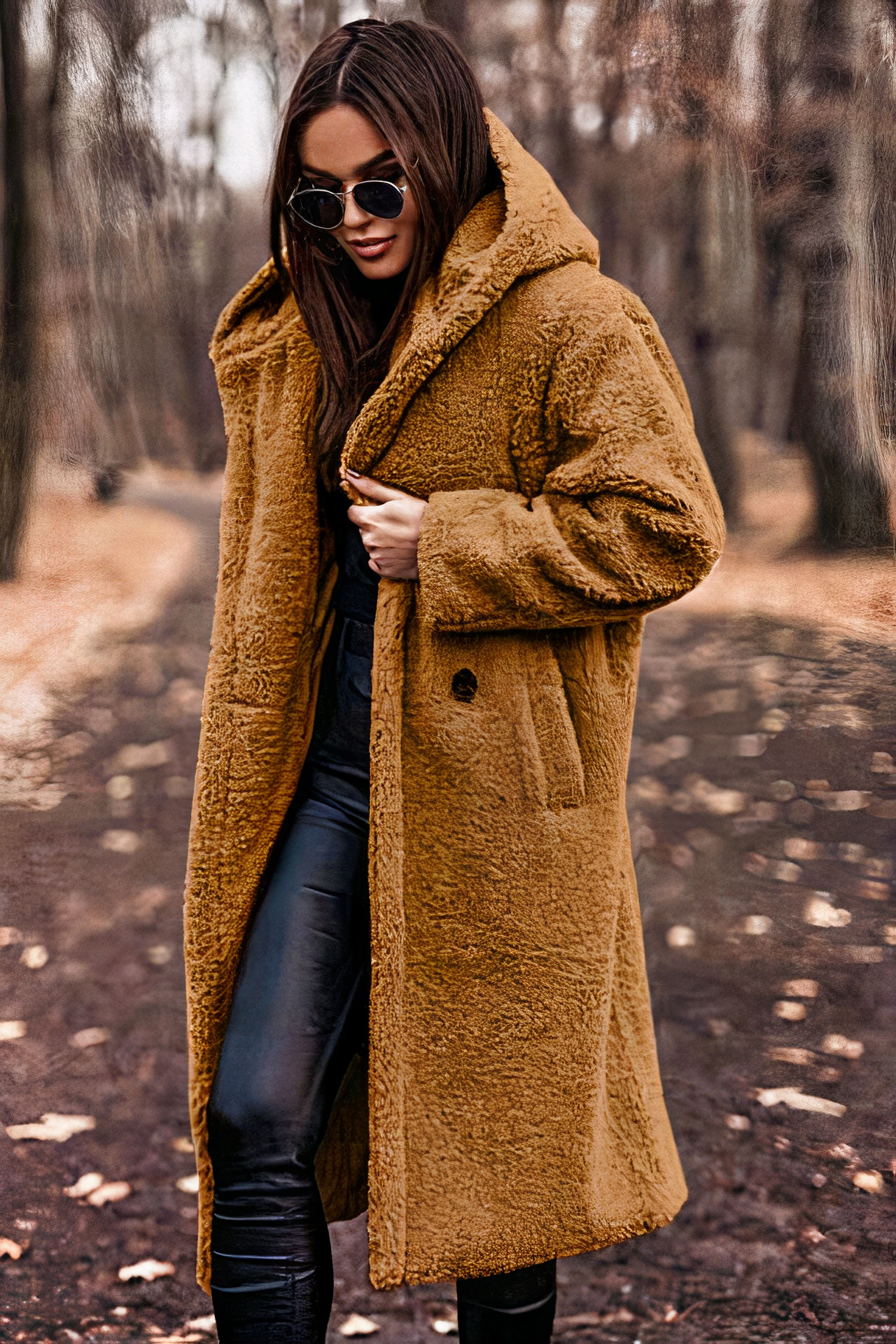  Damen bequemer Mantel mit Kapuze in modernem Design für den Alltag